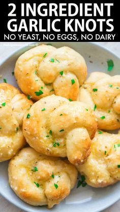 two ingredient garlic knots in a white bowl