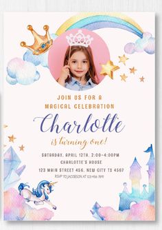 UNICORN BIRTHDAY INVITATION - Unicorn Invite, Unicorn Birthday Party, Unicorn Magical Invite, Unicorn Party Invitation, Pink Unicorn Invite Kids Birthday Invitation Card, Unicorn Party Invitation, Unicorn Invite, Make Birthday Invitations, Birthday Party Unicorn, Happy Birthday Floral, Unicorn Party Invites