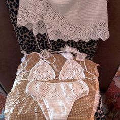 Bnwt. All Large Except The Bottoms That Run Big. The Bottoms Are High Cut For The Gal Who Doesn’t Want To Show The Whole Tummy. Chasing Unicorns, High Cut, White Cream, Cream White, Crochet Bikini, Womens Swim, The Whole, Bathing Suits, Cream