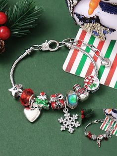 1pc Luxurious & Elegant Brand Fashion Rhinestone Snowman Gift Box, Christmas Tree, Santa Claus, Santa Cane Pendant Adjustable & Detachable Copper Bracelet, Holiday Gift, Party, Casual, Daily Wear Multicolor Cute,Fashionable   Copper     Women Fashion Jewelry, size features are:Bust: ,Length: ,Sleeve Length: Christmas Party Adjustable Charm Bracelet, Silver Bracelets For Party Or Gift, Silver Bracelets For Party As A Gift, Crystal Bracelets As Valentine's Day Gift, Crystal Jewelry For Christmas Party, Silver Bracelets For Party, Silver Bracelets For Party, Great As Gifts, Crystal Bracelets For Valentine's Day Gift, Christmas Festive Silver Charm Bracelet