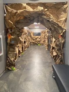 the hallway is made out of cardboard paper