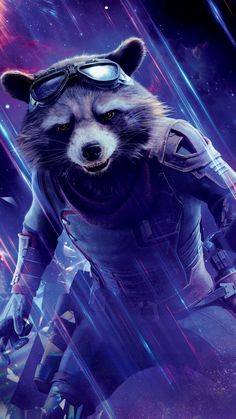 the character rocket raccoon from avengers is featured in this poster for the upcoming film