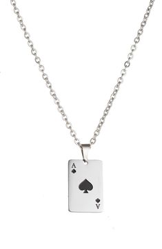 An ace of spade pendant necklace is all in good fun. Cloth Store, Store Jewelry, Ace Of Spades, Household Chores, Spade Jewelry, Accessories Jewelry Necklace, Rolo Chain, Magnetic Clasp, Bracelet Stack