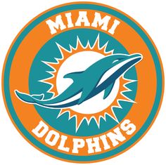 the miami dolphins logo is shown in blue and orange