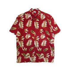 "Premier Y2K vintage short sleeve Hawaiian shirt Decorated with a tropical foliage & leaf pattern. Button down top. Perfect for Ibiza and festivals, wear as an overshirt with a fresh tee. Material made from polyester ▪️ Label size XL. Loose / oversized fit ▪️ Pit to pit - 27\" ▪️ Length from shoulder - 32\" 🎨 Colour - Red, Brown, Tan & White 💚 Excellent retro condition 💥 FREE UK SHIPPING 📦 Bundle discounts available on orders of 2+ items ✅ Tracked worldwide shipping 🌍 Europe - £7   🌎 Rest of the world - £10 ‼️ Please check your address at checkout ⛔️ No returns 2000s 00s noughties unisex womens summer beach casual exotic Hawaii flowers tall baggy fern leafs batik Honolulu botanical extra large plus size plant 7157R-PP55-200" Shirt Festival Outfit, Vintage Hawaiian Shirts, Outfit Party, Tropical Foliage, Vintage Short, Beach Casual, Vintage Hawaiian, Beach Shirt, Vintage Shorts