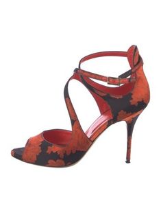 L.K. Bennett Satin PumpsRedAnimal PrintPeep-ToesCrossover Straps & Buckle Closure at AnklesIncludes Dust Bag Coral Shoes, Candies Shoes, Fab Shoes, Fantastic Shoes, Footwear Design Women, Shoe Obsession, Affordable Luxury, Designer Heels, Strappy Sandals