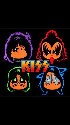 the kiss band stickers are all different colors