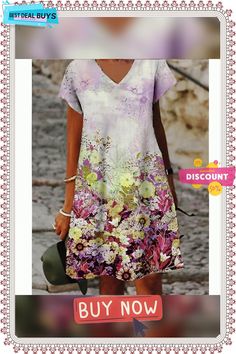 Women's Casual Dress Shift Dress Print Dress Floral Print V Neck Mini Dress Active Fashion Outdoor Daily Short Sleeve Loose Fit Yellow Light Purple Purple Spring Summer S M L Xl Xxl Purple Spring, V Neck Mini Dress, Yellow Light, Color Pick, Dress Floral, Light Yellow, Women's Casual, Floral Print Dress, Light Purple