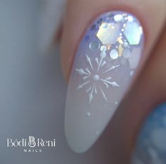 Long Oval Nails, Winter Nails Acrylic, Nail Jewels, Work Nails, Nails Christmas, Nail Art Designs Videos, Snowflake Nails, Nails Only, Soft Nails