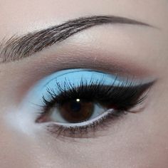 Blue Retro Eyeshadow, Blue Eyeshadow 80s, Vintage Blue Eyeshadow Look, Blue Vintage Makeup, 1960s Blue Eyeshadow, Brown Eye Blue Eyeshadow, Cool Toned Eyeshadow Looks Brown Eyes, Blue And Brown Eyeshadow Looks, Blue Eyeshadow Brown Skin