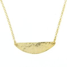 Simple Gold Necklace  Half Moon - Dainty Crescent Geometric - Mother's Day SN0100 Half Moon Brass Necklace For Gift, Gold Half Moon Necklace With Delicate Chain, Gold Hammered Half Moon Jewelry, Everyday Gold Half Moon Necklace, Hammered Gold Half Moon Jewelry, Hammered Half Moon Jewelry As A Gift, Hammered Half Moon Jewelry For Gift, Dainty Hammered Brass Necklace, Hammered Half Moon Jewelry For Gifts