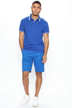 Available In Black, White, Grey, Pink, Red, Navy, Neon Pink, Neon Yellow, Green, Yellow, Light Blue, Coral And Royal Blue Fold Down Collar 3 Button Closure Short Sleeve 100% Cotton Imported | Mens Wilson Short Sleeve Polo in Royal size Medium by Fashion Nova Royal Blue Fashion, Button Down Shirt Mens, Mens Flannel, Blue Coral, Pink Neon, Yellow Light, Cargo Pants Men, Shop Mens Clothing, Mens Activewear