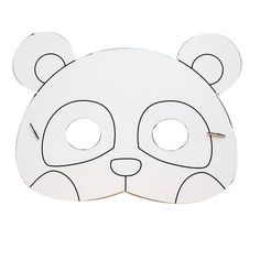 a white mask with a panda face on it's face is shown in front of a white background