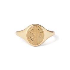 The Story Fashioned in the classic signet ring shape and style, it delivers maximum impact with its minimalist, sleek design. Our expert jeweler then hand engraves two letters of your choice in a chic Art Deco inspired open font. With its smooth all-around form, it fits the finger perfectly making it like a second skin that you never want or have to take off. Wear it as an index ring to a pinky ring, it looks great on every finger. Available to custom order in 14k yellow, white, and rose gold in Classic Engraved Monogram Ring For Everyday, Classic Monogram Engraved Ring For Everyday, Modern Engraved Open Initial Ring, Elegant Everyday Signet Ring With Initials, Minimalist Yellow Gold Monogram Rings, Minimalist Monogram Yellow Gold Rings, Classic Signet Ring With Initials And Open Design, Classic Signet Ring With Initials Open Ring, Classic Signet Ring With Initials And Open Ring Shape