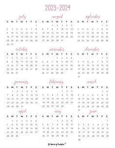 a calendar with pink ink on it and the date for 2013 - 2014 written in cursive writing