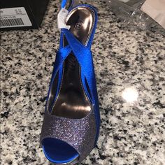 Blue Peep Toe Glitter Platform Detail Blue Glitter Heels For Evening, Blue Glitter Evening Heels, Blue Glitter High Heels, Blue Glitter Heels With Round Toe, Shoes Blue, Blue Shoes, Shoes Women Heels, Shoes Heels, Color Blue