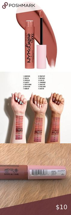 Free til 9/8 or 4/$20: NYX Lingerie XXL matte liquid lipstick,color Turn-On 4ml Nyx Xxl Swatches, Nyx Lip Lingerie Xxl Swatches, Nyx Lingerie Xxl Swatches, Nyx Lip Lingerie, Nyx Lingerie, Nyx Matte Lipstick, Lipstick Color, Matte Liquid Lipstick, Lipstick Colors