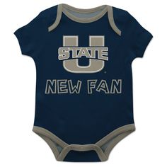 Utah State Aggies USU Vive La Fete Infant Game Day Navy Short Sleeve Onesie New Fan Logo and Mascot Bodysuit - Vive La Fête - Online Apparel Store Monday's Child, Unisex Onesies, Utah State, College Logo, Holiday Baby, Navy Shorts, Short Sleeve Bodysuit, Baby Games, Perfect Birthday