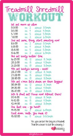 a workout schedule with the words treadmill, treadmill and workout on it