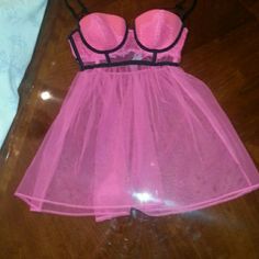 Victoria's Secret Pink Babydoll, 34b, Limited Edition, Includes Matching Panty, Nwot, Lace Overlay On Cups, Adjustable Straps Pink Sheer Party Sleepwear, Cute Pink Party Sleepwear, Victoria's Secret Pink Party Sleepwear, Pink Babydoll, Lace Overlay, Victoria's Secret Pink, Pink Red, Secret Pink, Women's Intimates