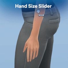 a woman's hand size slider is shown on the side of her leg