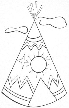 a black and white drawing of a teepee