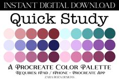 Quick Study Procreate Color Palette - 30 Swatches Quick Saves