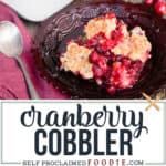 an advertisement for cranberry cobbler is shown