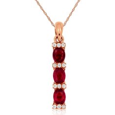 Royal 14K Rose Gold Oval Ruby & Diamond Pendant - 0.88 Carat Total Gem Weight Ruby Diamond Pendant, 14k Rose Gold Jewelry, Ruby Color, Diamond Birthstone, Everyday Luxury, Ruby Pendant, Luxury Necklace, Charm Making, Royal Jewelry