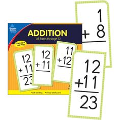 addition cards with numbers on them