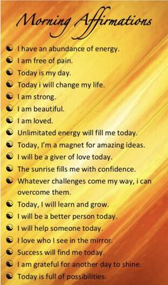 an orange and yellow background with the words morning affirmationss written in it