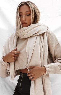 Introducing our super luxe, oversized blanket scarf. The ultimate accessory to elevate any winter outfit. Our cosiest piece yet, this wrap around style is soft on the skin and perfect to layer with any of your A.T.G Knitwear. A match made in heaven with our 'Universal Knit'. 65% acrylic | 35% nylon Oversized blanket style Measuring 228cm x 69cm Also available in black One size fits all. Any questions? Email us here. Oversized Blanket, Match Made In Heaven, Beige Cardigan, Made In Heaven, Blanket Scarf, Knitwear Design, Accessories Jacket, Winter Outfit, Black Cardigan