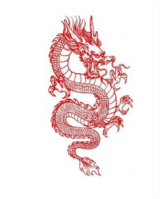 a red dragon tattoo design on a white background