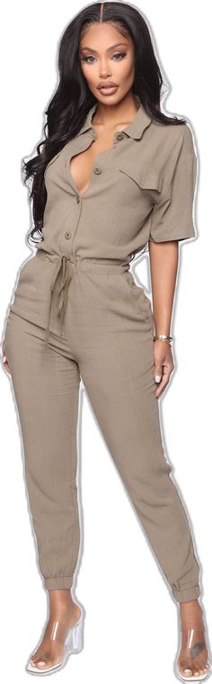 Casual Spring Bodysuit With Buttons, Casual Bodysuit With Buttons For Spring, Solid Color Summer Bodysuit With Buttons, Summer Solid Color Button-up Jumpsuit, Summer Button-up Solid Color Jumpsuit, Summer Button-up Solid Color Jumpsuits And Rompers, Fitted Button-up Jumpsuits And Rompers For Summer, Surviving Summer, Olive Fashion