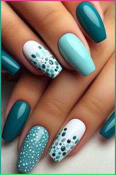 On the search for winter nail ideas and want to know the hottest winter nails 2024 trends? You’ll love this list of stylish nails with a simple aesthetic and chic designs/colors that are on-trend for the new year! Teal Nail Designs, Teal Nails, Fancy Nails Designs, Pretty Nail Art Designs, Gel Nail Designs, Fancy Nails, Chic Nails, Nail Designs Summer