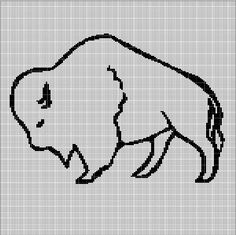 the outline of a bison is shown in black and white, as well as an image of