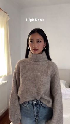 Hairstyles For A Turtleneck, Hairstyles With A Turtleneck, Hairstyles With Necklines Style, Hair Styles With Turtle Neck Outfit, Hairstyle For Turtleneck, Hairstyles For Different Dress Necklines, Hairstyle For Turtle Neck Dress, Turtle Neck Outfits For Women