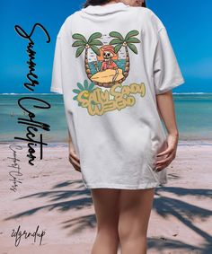 Comfort Colors Tshirt, Salty Sandy Weekend, Skeleton Holding A Surfboard Summer Surfboard Tshirt Design, Palm Tree Summer Style Dyed Tshirt Comfort Color Shirt, Unisex Garment-Dyed T-shirt, Palm Tree Shirt, Tropical Island, Summer Holiday Shirt, Summer Vacation Gift, Hawaiian Shirt, Palm Beach Summer Shirt, Hawai Shirt, Girls Trip Comfort Colors introduces its garment-dyed t-shirt; a fully customizable tee made 100% with ring-spun cotton. The soft-washed, garment-dyed fabric brings extra coziness to your wardrobe while the relaxed fit makes it an excellent daily choice. The double-needle stitching throughout the tee makes it highly durable while the lack of side-seams helps the shirt retain its tubular shape. .: 100% ring-spun cotton .: Medium fabric (6.1 oz/yd² (206.8 g/m .: Relaxed fit . Casual Beach Top With Back Print, Graphic Tee With Back Print For Beach, Tie Dye Crew Neck Top For Beach, Graphic Tee With Back Print For The Beach, Graphic Tee T-shirt With Back Print For Beach, Graphic Tee T-shirt For Beach With Back Print, Cotton Tie Dye T-shirt For Vacation, Casual Tie Dye T-shirt For Vacation, Tie Dye Crew Neck T-shirt For Beach