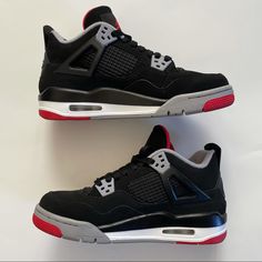 A Flawless Shoe! Size 6y. Fits A Size 7 Women. No Creasing. These Go For $820 On Stockx So No Lowball Offers!!! Selling Because I Cannot Fit After Pregnancy Shoes Air, After Pregnancy, Air Jordan 4, Womens Jordans, Jordan Shoes, Womens Shoes Sneakers, Air Jordan, Black Red, Air Jordans