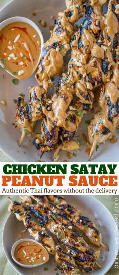 chicken satay with peanut sauce on the side