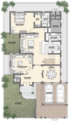 the floor plan for a house with three bedroom and an attached living room, dining area