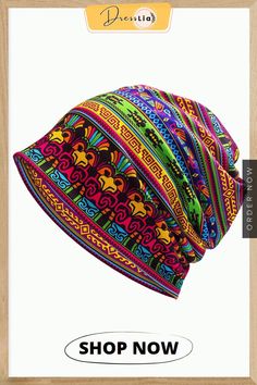 Scarf/hat Dual Purpose Ethnic Pattern/paisley Pattern Knitted Hat Bohemian Knitted Beanie, Bohemian Knitted Beanie One Size, Multicolor Bohemian Knitted Beanie, Bohemian Beanie One Size, Bohemian Beanie For Festivals, Bohemian Beanie One Size Fits Most For Festival, Casual Multicolor Beanie For Beach, Bohemian Beanie One Size Fits All, Casual Multicolor Beanie For The Beach