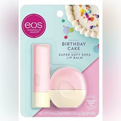 Eos Birthday Cake Smooth Lip Balm Net Wt. 0.14 Oz (4g) Stick/ 0.25 Oz. (7g) Sphere Discover A Lip Balm That’s Natural And Delicious. Our Sweet And Yummy Birthday Cake Flavor Tastes Like A Celebration Of Vanilla Cake, Buttercream Icing And Rainbow Sprinkles And You’re The Guest Of Honor. Our Natural Shea, Dermatologist-Recommended Lip Balm Is Formulated For Sensitive Skin And Made With Soothing Shea Butter, Weightless Coconut Oil, And Protective Antioxidants. Eos Lip Balms Use Sustainably Sourced Lip Balm Eos Products, Balm Recipe, Holiday Lip, Birthday Cake Flavors, Lip Balm Stick, Strawberry Sorbet, Peach Lips, Lip Balm Collection, Cake Buttercream