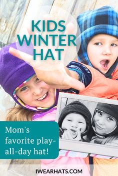 two children holding up their hands with the caption mom's favorite play - all day hat