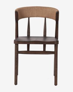 a wooden chair with a brown seat and back