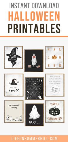 halloween printables with the text instant download