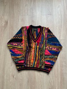 Vintage Coogi Australia 3D Geometric Textured Sweater Vneck Biggie Funky Abstract Striped Pattern Chunky Knit Crewneck Winter Jumper 80s 90s Good condition size XL Length:76cm Chest:67cm Thrift Inspo, 80s Men, Winter Jumpers, Textured Sweater, Knit Crewneck, Chunky Knit, Stripes Pattern, Mens Sweatshirts, Knitted Sweaters