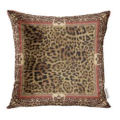 a leopard print pillow on a white background