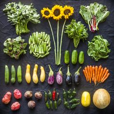 a table topped with lots of different types of vegetables