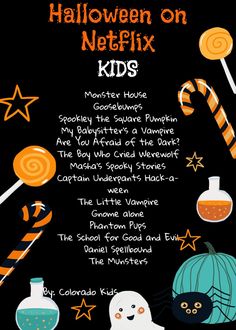 halloween on netflix kids poster with candy and candies